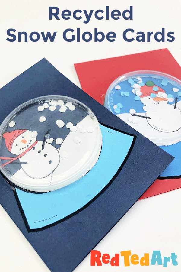 Recycled snow globe EYFS Christmas card idea