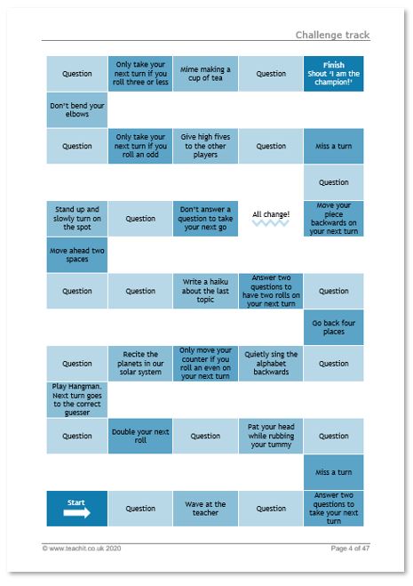 Challenge track Christmas classroom game