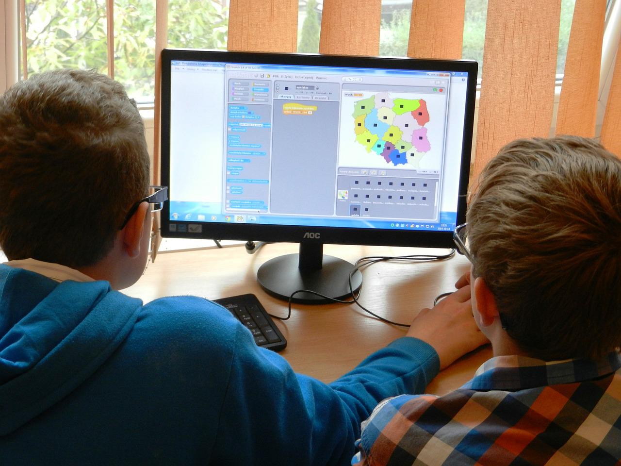 Students in a school computer lab