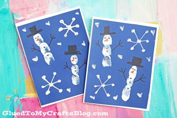 Fingerprint snowman cards from Glued to My Crafts