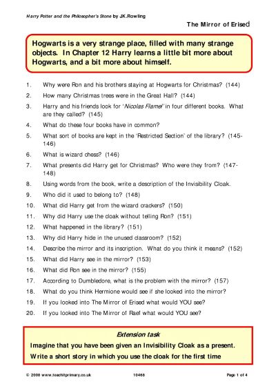 The Mirror of Erised - Reading comprehension (Teachit)