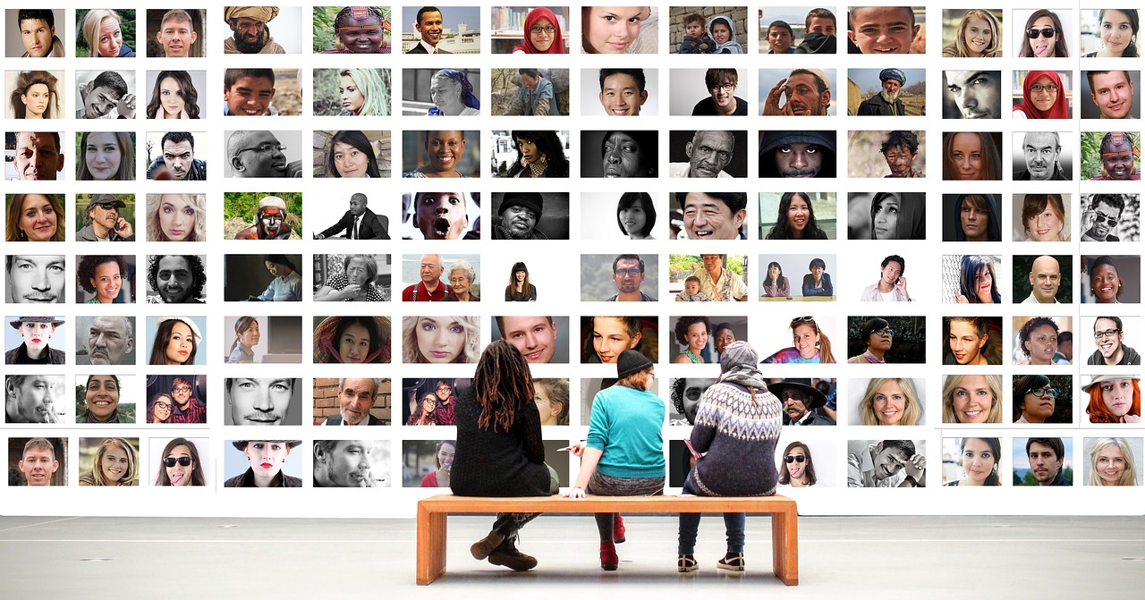 Exhibition showing people of different ethnicities