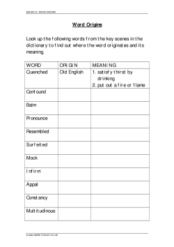 Word origins Word origins