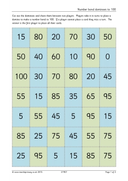 Number bond dominoes to 100
