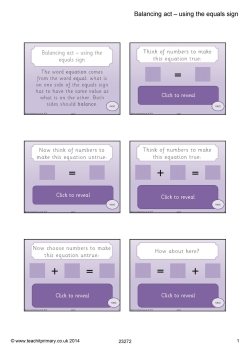 Balancing act – using the equals sign