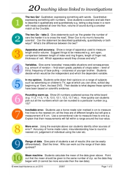 20 teaching ideas linked to investigations
