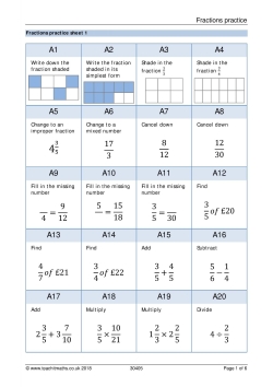 Fractions practice worksheets