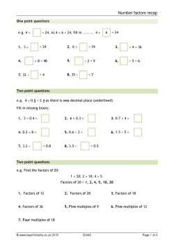 Number factors recap